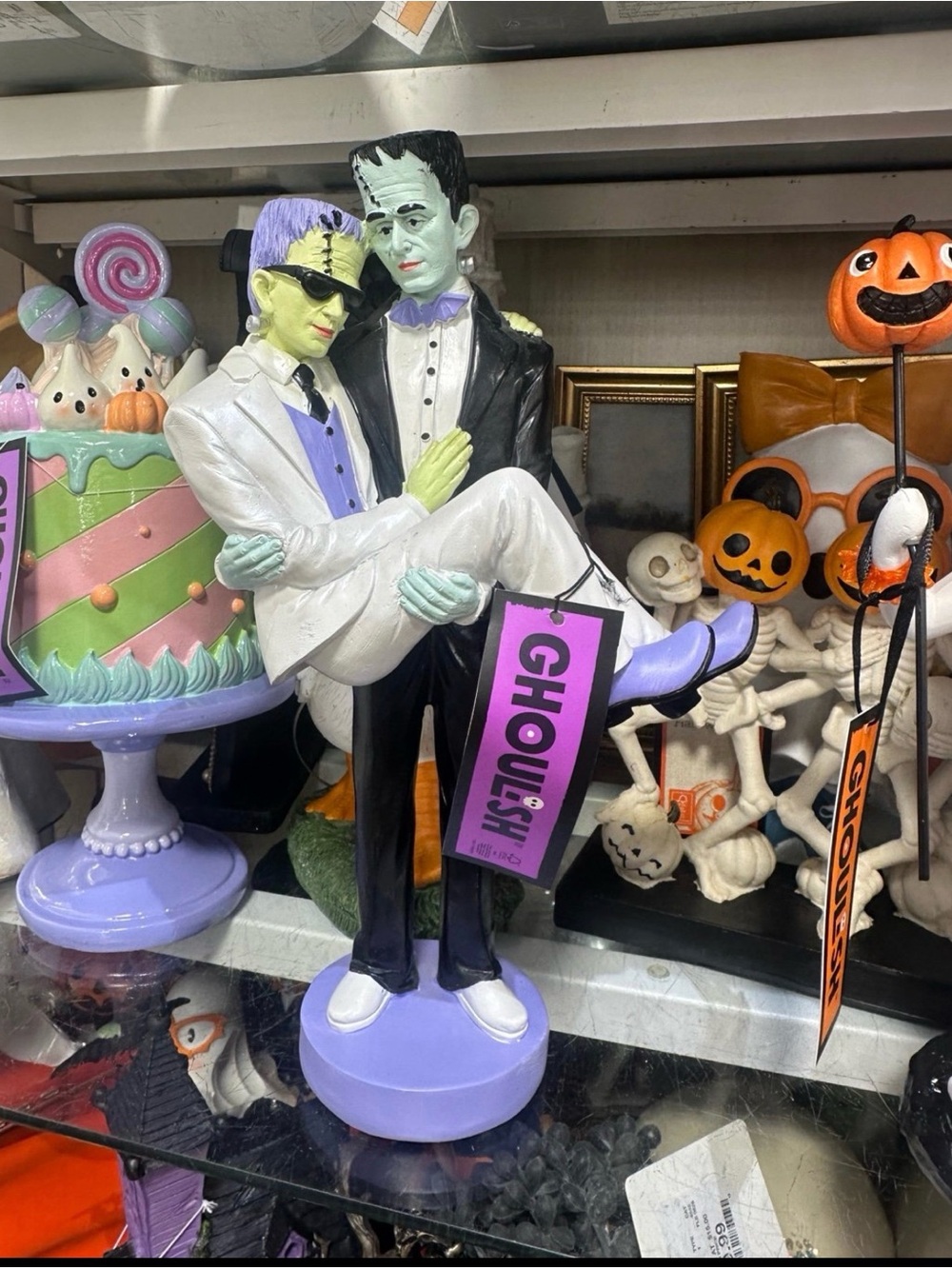 Ghoulish Frankenstein Holding Groom Halloween LGBTQ Decor